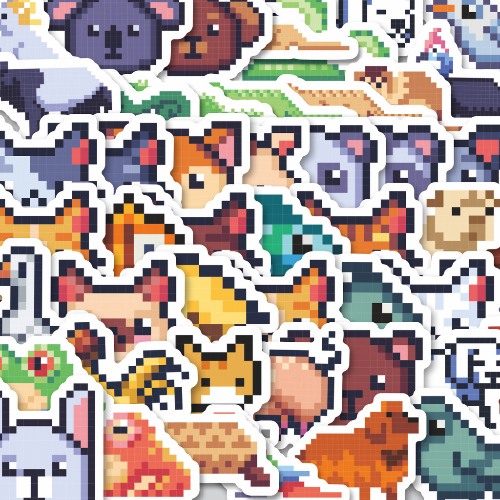 

Stiker Cutting Pack Hewan Pixel Isi 100Pcs Series Aesthetic Lucu Keren Untuk Koper Bahan Vynil