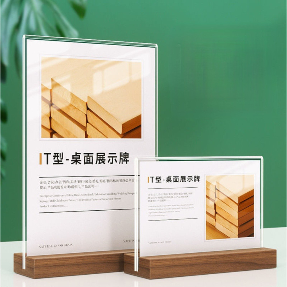 

A4 210x297mm Table Wooden Menu Paper Holders For Restaurants Photo Frame Acrylic Sign Holder Advertising Poster Display Stand
