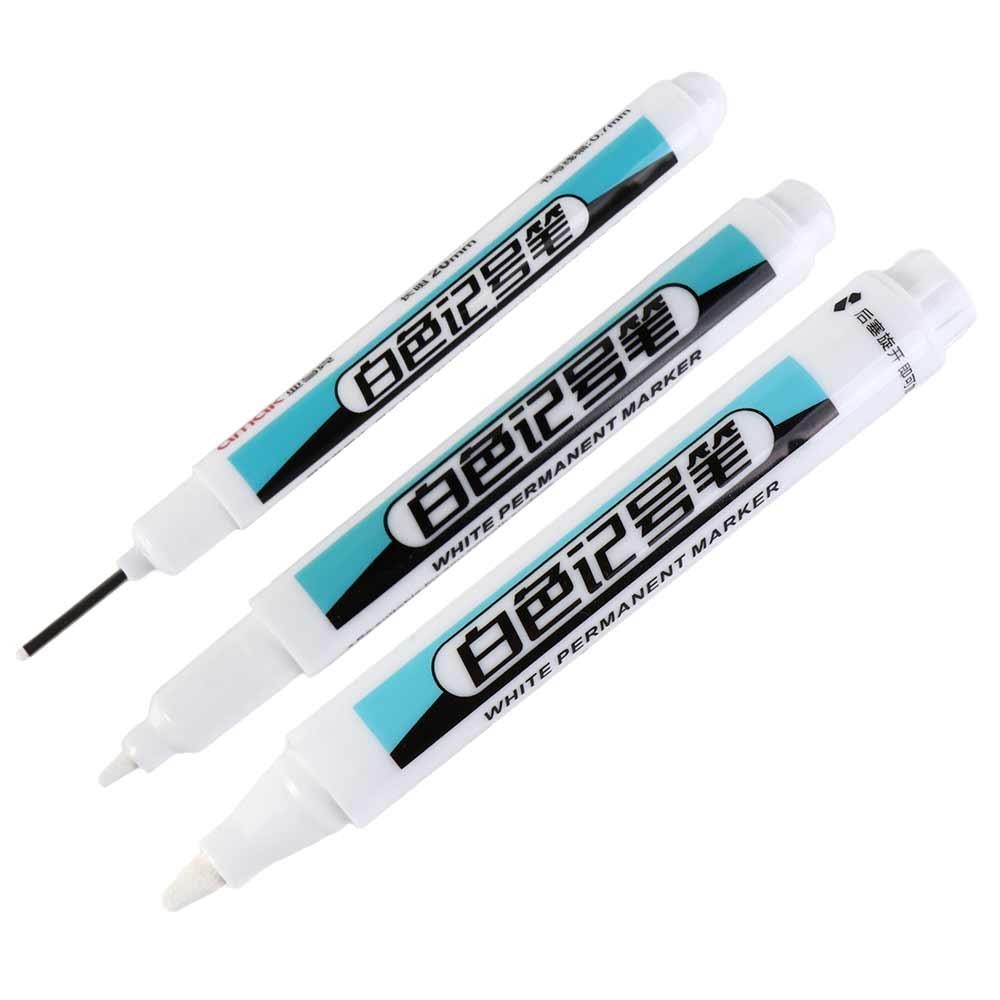

0.7mm/1.0mm/.2.5mm White Permanent Paint Pen Waterproof Not Easy To Fade White Marker Pens Extra Large Ink Volume Wear Resistant