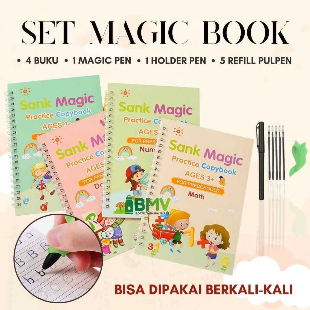 

Topsmile - Buku SankMagic Practice CopyBook Lengkap 1 Set 4 Buku + Pen + 4 Refill Pena