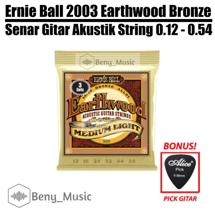 Ernie Ball Earthwood 2003 Senar Gitar Akustik String 12-54 Original