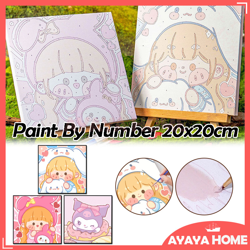 

Paint By Number 20x20cm/Set Kanvas Lukis Anak/Digital Aesthetic Kanvas Lukis
