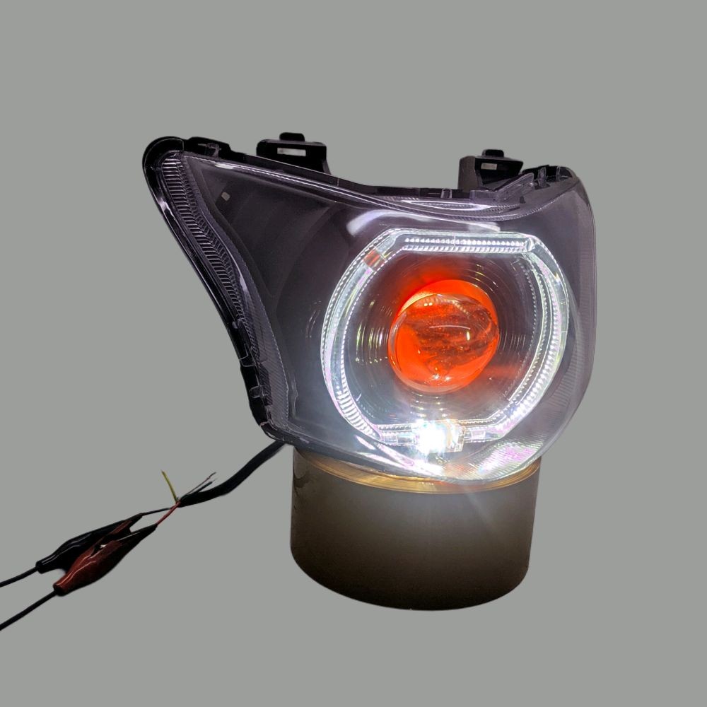 SATU SET REFLEKTOR LAMPU DEPAN REVO FIT BILED 4,5IN WITH RED FULSET KUALITAS TERBAIK TINGGAL PASANG 