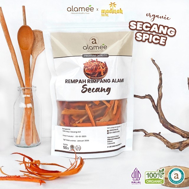 

ALAMEE Kayu Secang Asli Serut Sappan Wood Rempah Rimpang Organik Alami Bumbu Seasoning Masak 50gr madinah