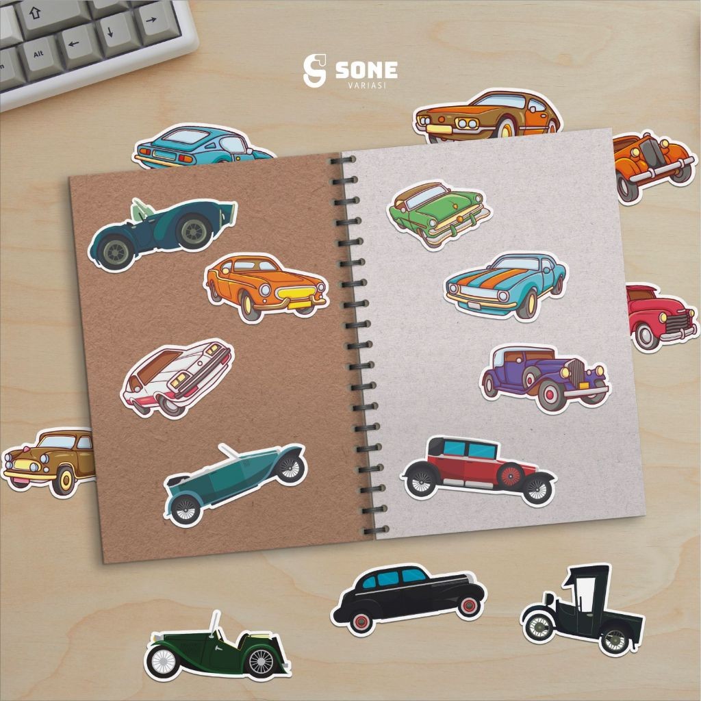 

Stiker Vintage Car Paper Vinyl Anti Air Aksesoris Laptop Buku Tumbler