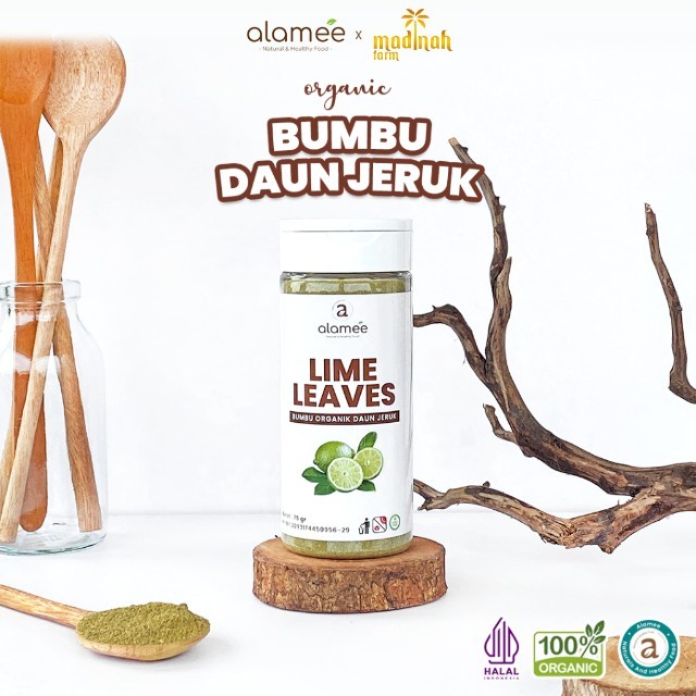 

ALAMEE Daun Jeruk Bubuk Lime Powder Bumbu Dapur Instan Organik Murni Asli Tanpa Campuran Tabur 75g madinah