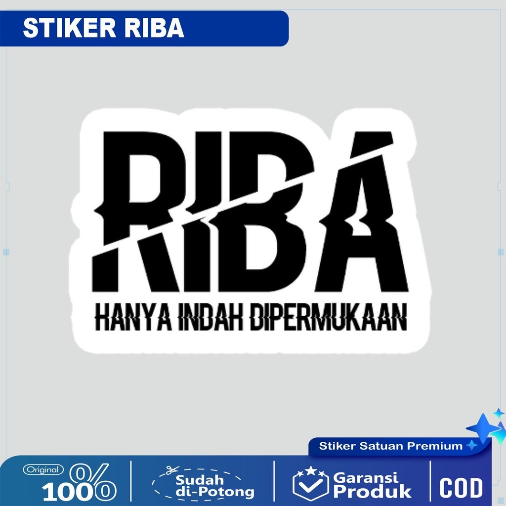 

Stiker RIBA Hanya Indah Dipermukaan Sticker Dakwah Muslim Kata Islami Vinyl Anti Air