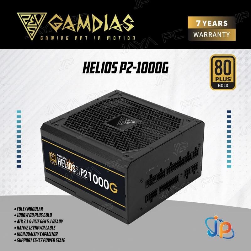 GAMDIAS Helios P2-1000G 1000W ATX 3.1 PCIE5 PSU - Power Supply 1000 Watt 80+ Gold Full Modular