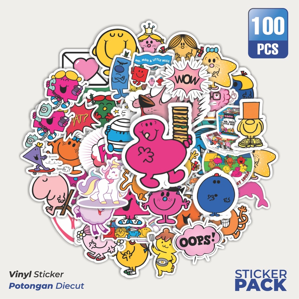 

Stiker Vinyl Stiker Kartun Mr. Men and Little Miss Waterproof Aesthetic- Untuk Laptop, Motor, dan Helm - Paper Stationery Pack