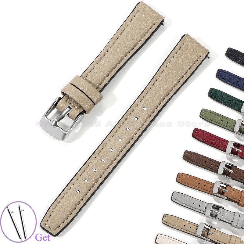 10mm 12mm Cow Leather Watch Strap Ultra-thin Wristbelt 14mm 16mm Slim Watch Band for SEIKO SSVW165 W