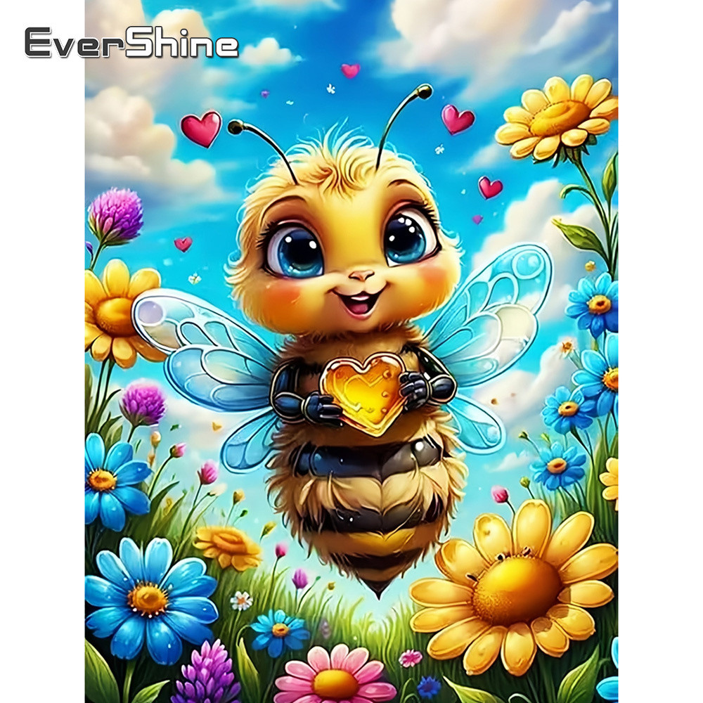 

EverShine Diamond Painting Bee Sunflower New Collection 2024 Diamond Embroidery Animal Complete Kit Mosaic Cartoon Handmade Gift