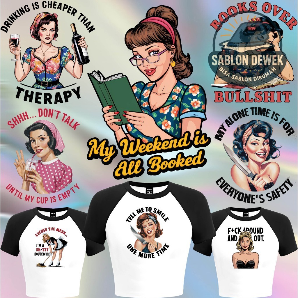 

SABLON Sticker DTF Ukuran 19CM TEMA Retro Women