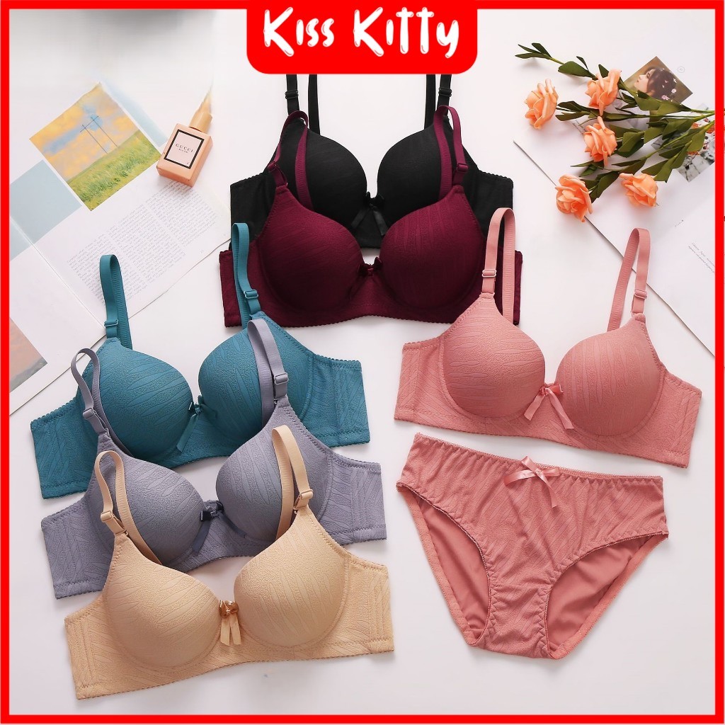 Bra Set Motif Berkawat ( Bra + CD ) Wanita Setelan Wanita Premium