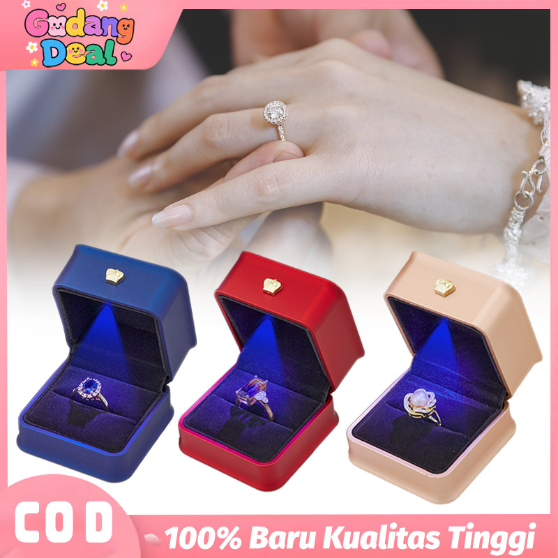Tempat Cincin Tunangan Premium Kotak Cincin Pernikahan Box Cincin Tunangan Led Cincin Wedding Lamara