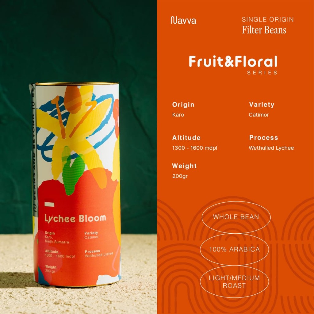 

200 gr Filter Beans Arabica Infused Coffee Lychee Bloom Karo Lychee / 200 gram Biji Kopi Sangrai Filter Arabica kopi Infused Lychee Bloom Karo Lychee Navva Roastery