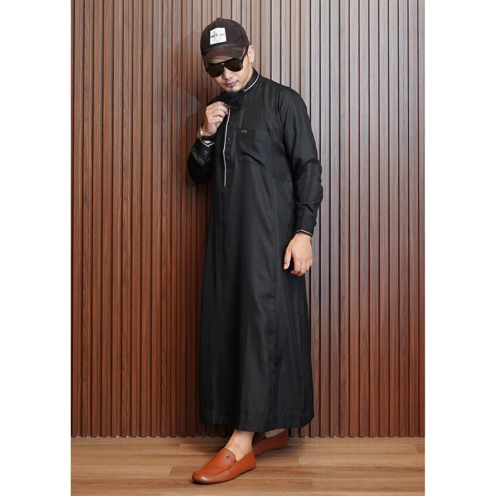 Jubah Series Thalhah | Jubah Gamis Bordir | Jubah Pria Dewasa Lengan Panjang | Jubah Kerah Kemeja - 