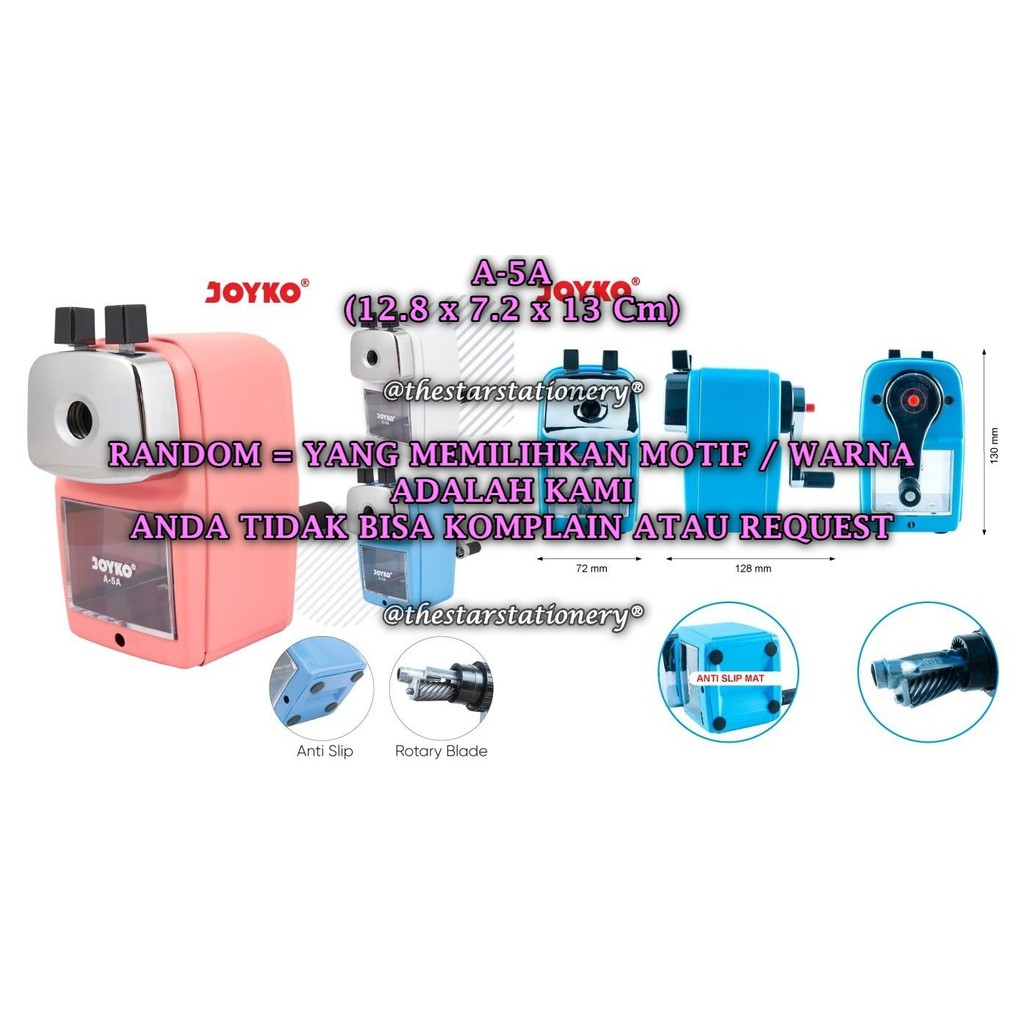 

(1 Biji) GROSIR Rautan Meja Putar JOYKO A-5A Sharpener Rautan Serutan Putar Joyko A-5A (1 Biji)