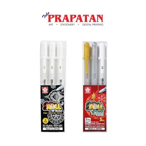 

TERLARIS! Sakura Gelly Roll set 3pcs White/Metalic - White set 3