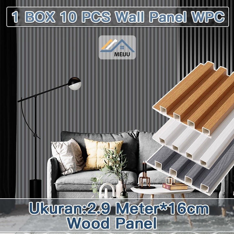 NEW MJ-10PCS Papan Kayu Panel PVC / Panel Dinding PVC / Panel Dinding WPC Kayu Solid 16*2.2cm Panel 
