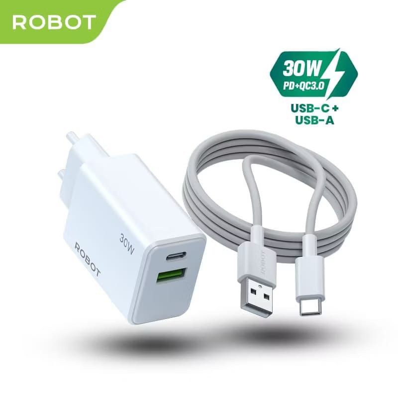 Charger Robot RT-P30 Fast Charging 30W 3A Dual Port Ori Robot Garansi 12 Bulan #OriginalProduk origi