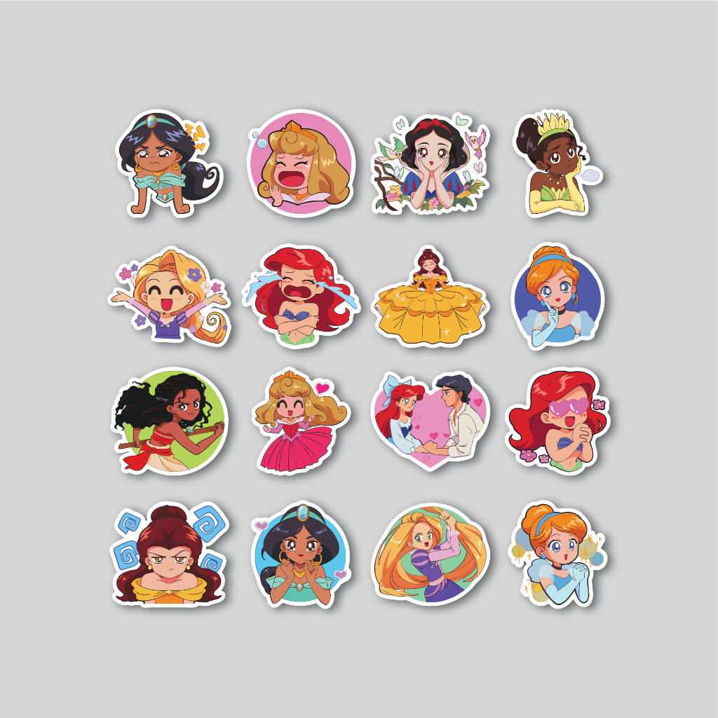 

Sticker Pack Disney Princess Retro Anime | Sticker Tumbler | Stiker Laptop Koper Helm