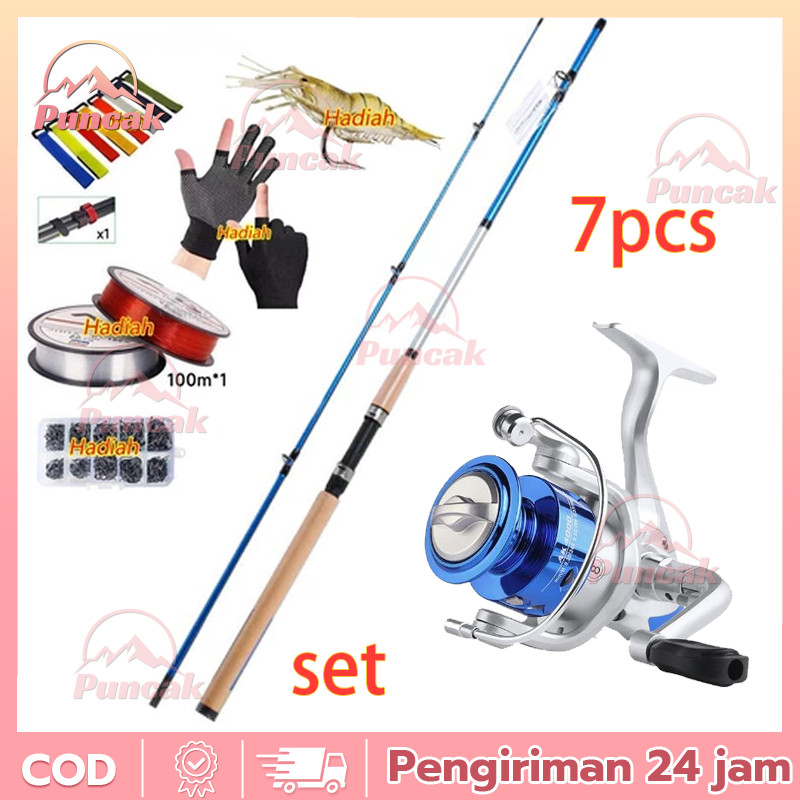 PUNCAKPancingan Set Lengkap SHIMANO Joran Pancing Set 1.8-2.1m joran Dan Spinning Reel Pancing