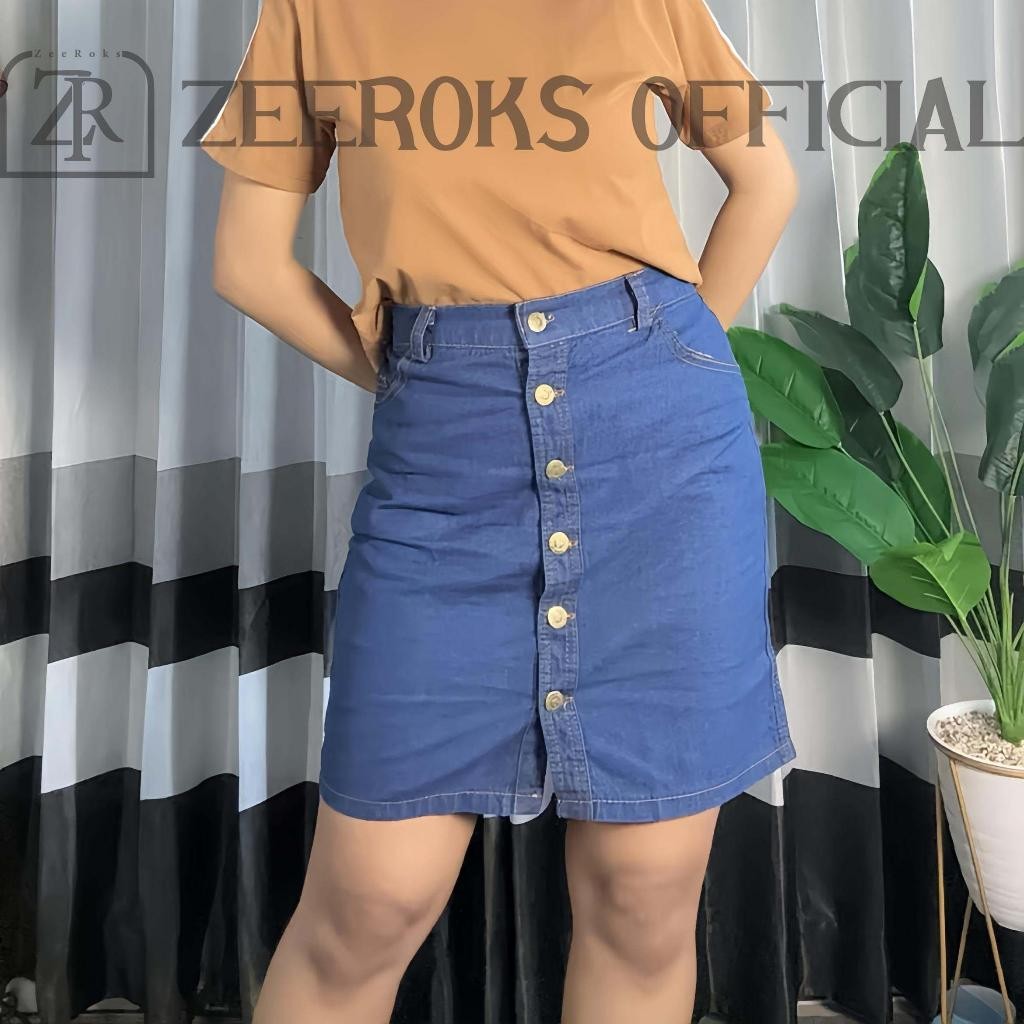 Bawahan Wanita Rok Pendek Jeans Kekinian Pinggang Karet
