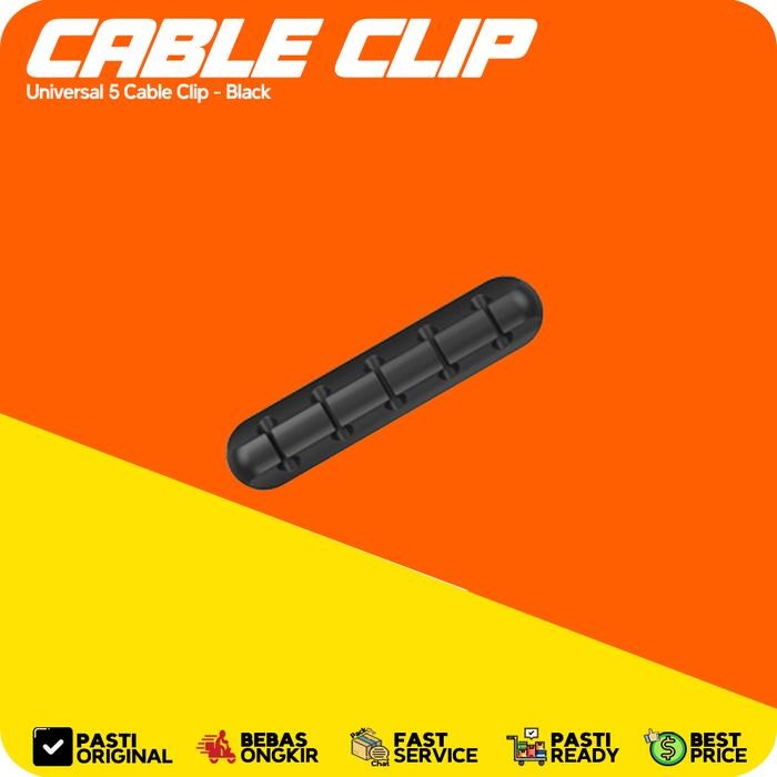 

Cable Clip Wire Holder Organizer Klip Pengikat Kabel Klep Perapih - 5Slot-Black