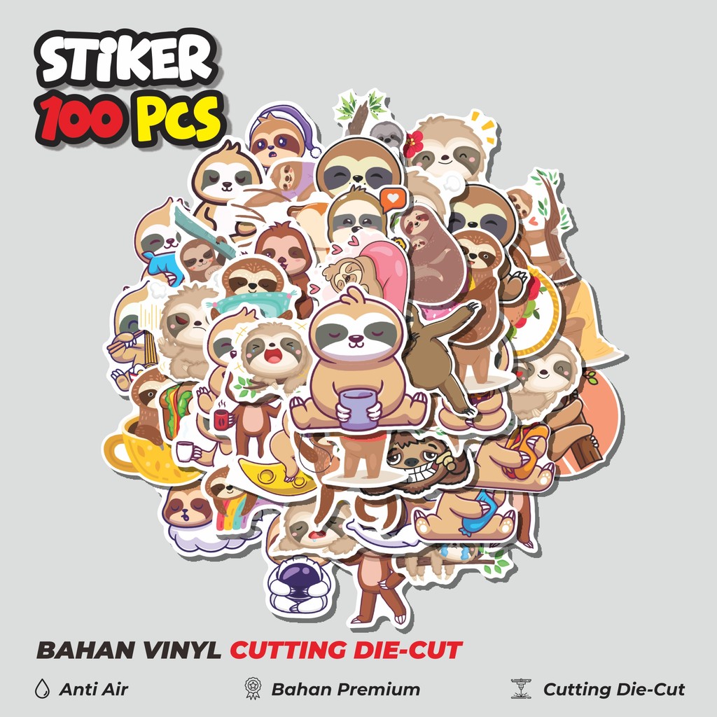 

Terbaru! 50 pcs Sticker Hewan Sloth/Kungkang Dekorasi Lucu Kreatif untuk Notebook, Skateboard, HP