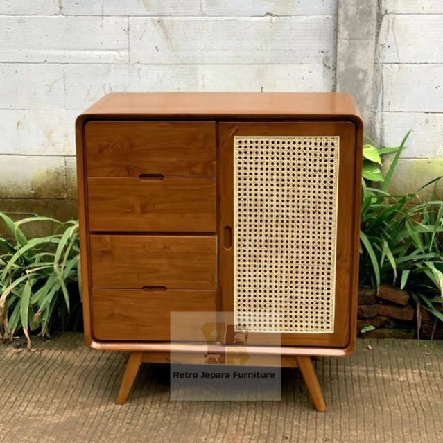 Kabinet Retro Minimalis Kayu Jati Solid