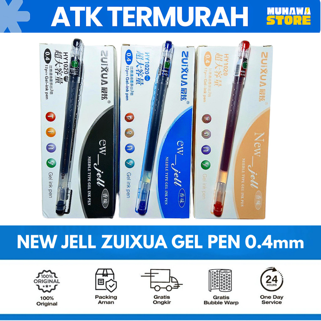 

NEW JELL ZUIXUA Bolpen Apel Pulpen Gel 0.4 mm / PEN GEL HITAM MERAH BIRU 1 pack 12 PCS