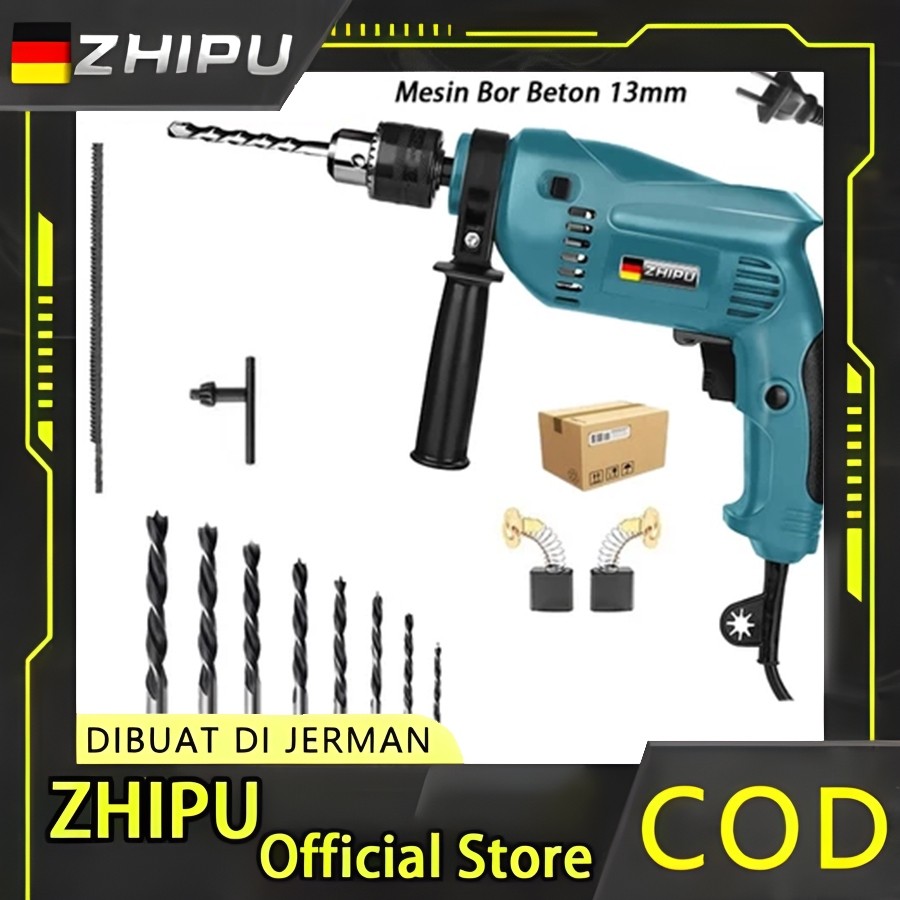 BISA COD ZHIPU Mesin Bor Beton 13mm Bor perkusi  Mesin Bor Listrik Balik Electric Drill Bor Beton Ka