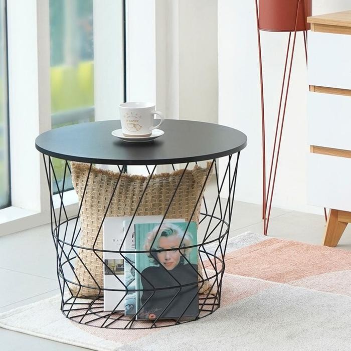 Meja Tamu Bulat Minimalis INFORMA Meja Teras Rumah/Kamar