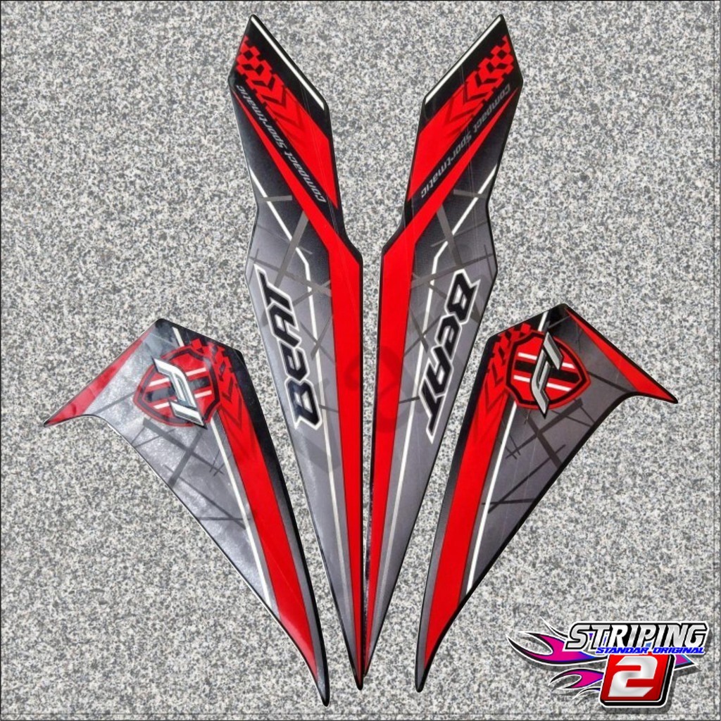 Original Asli Striping Stiker Polet list motor honda beat fi esp 2016 2017 hitam lis merah stiker li