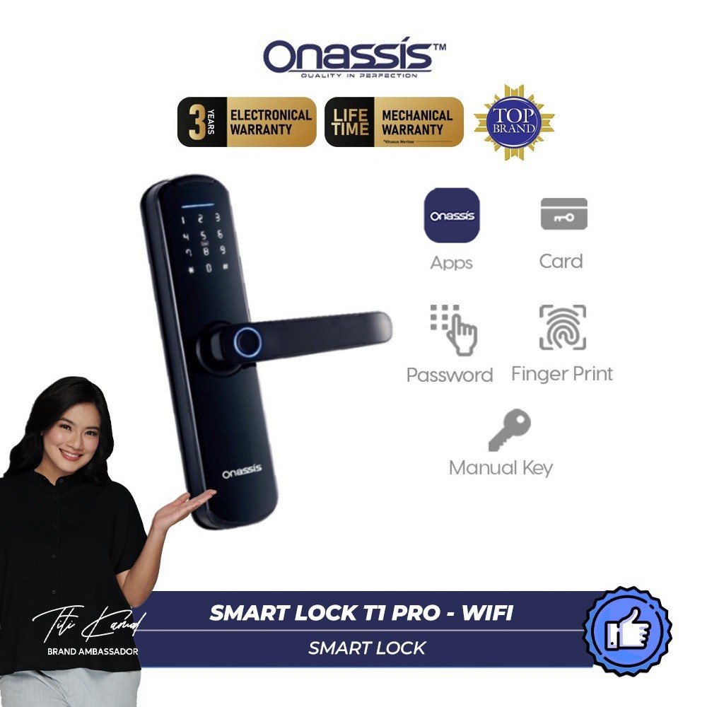 Onassis Smart Lock T1 Pro Wifi - Kunci Pintu Door Handle Wifi