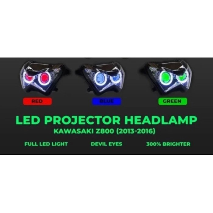KAWASAKI Z800LED PROJECTOR HEADLAMP GREEN(2013-2016)