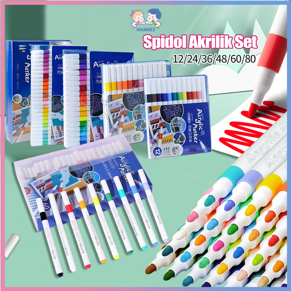 

CTK031 Hannei Akrilik Marker Set Tahan Air Spidol Acrylic DIY Painting Warna Cepat