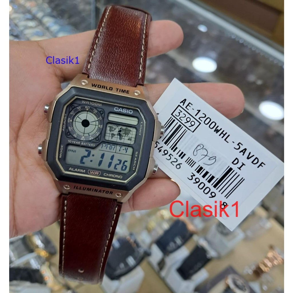 Original 100% CASIO AE-1200WHL-5AVDF Jam Tangan Pria Digital Kulit AE-1200WHL-5A AE1200WHL AE1200