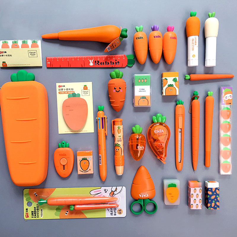 

Sharkbang Designed Creative Carrot Strawberry Stationery Set 20pcs Pack Kids Birthday Gift Pencil Case Gel Pen School Suppliers