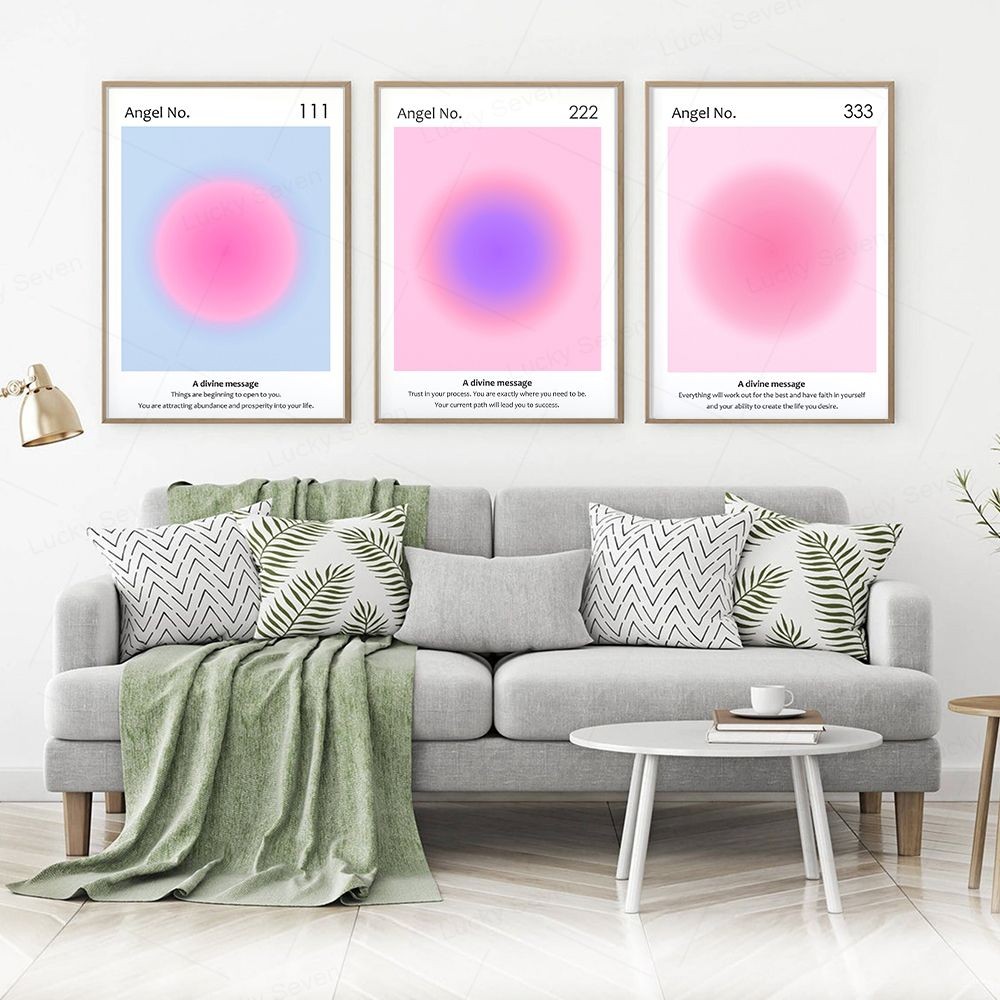 

Angel Number Poster Aura Gradient Spiritual Wall Art Canvas Painting Nordic Abstract Prints Wall Pictures For Living Room Decor