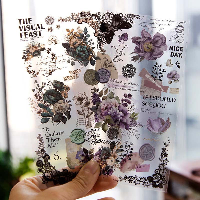 

Yoofun 3pcs/lot Feast of Lace PET Flower Sticker Scrapbooking Supplies Planner Decorative Journal Card Stationery Sticker