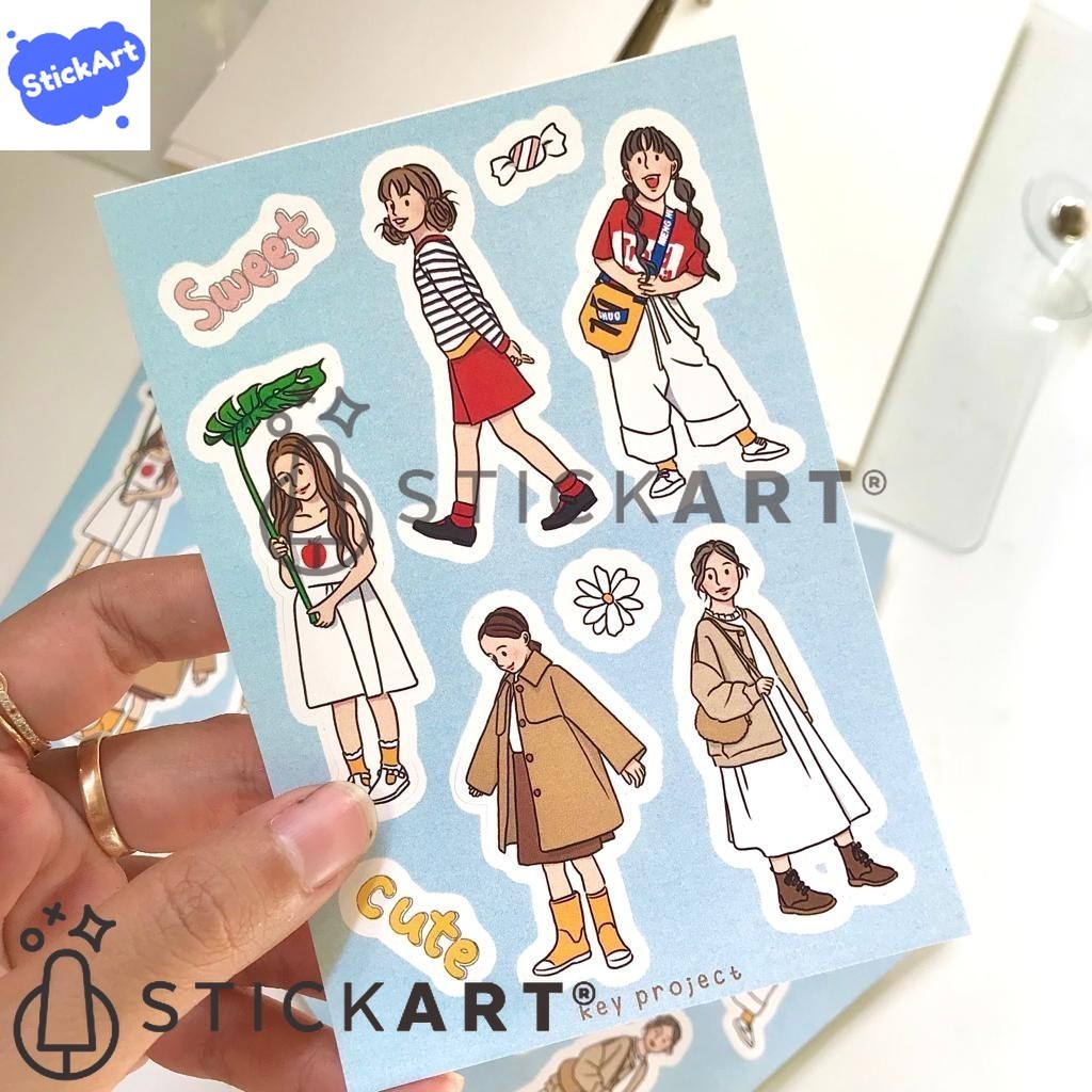 

[STICKART] Sticker ootd/ stiker gadis lucu/ dekorasi jurnal/ planner sticker KP129 BAHAN DAN KWALITAS PREMIUM