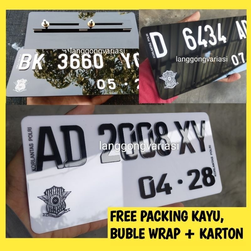 Variasi Plat Nomor Motor 3D Timbul Bahan Akrilikco