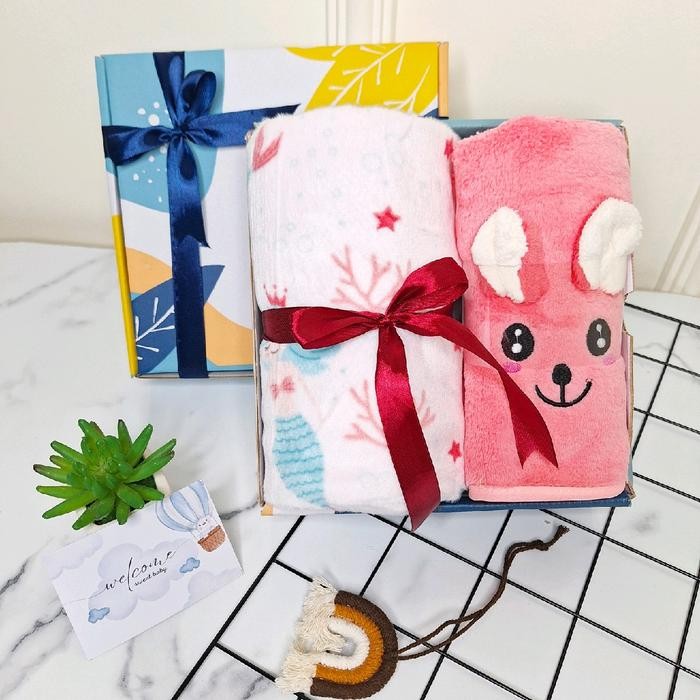 MUMPUNG PROMO Nora Kids Hampers Bayi Selimut dan Handuk Bayi Baru Lahir - Selimut & Handuk PinkTERLA