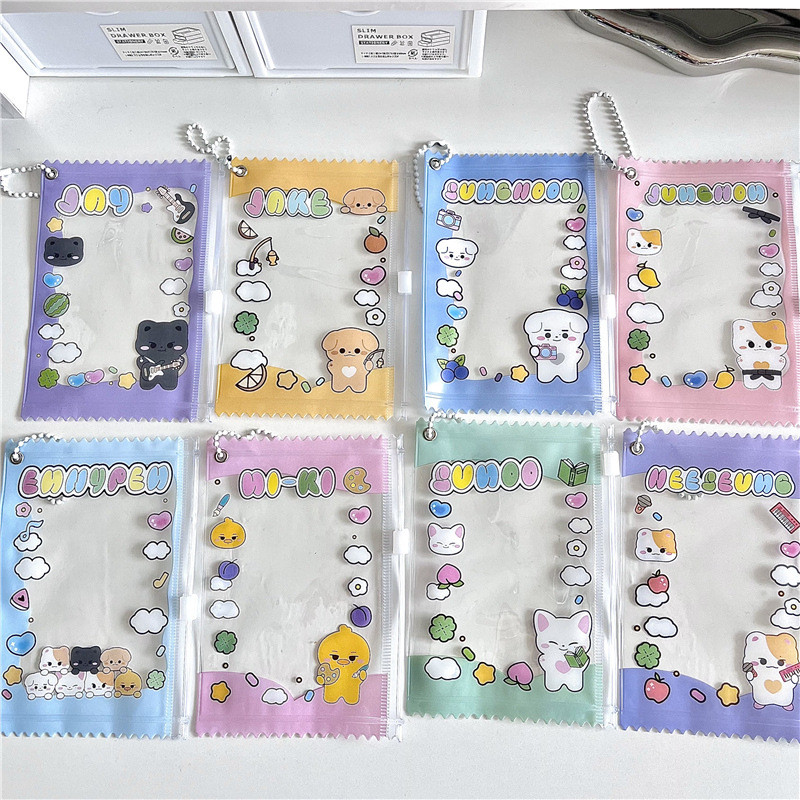 

1 Pcs Kpop Photocard Holder Keychain Cardholder Plastic Cover Kawaii Korean Key Chain Card Covers