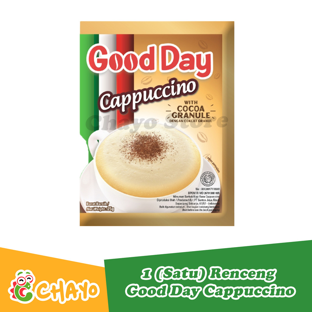 

Good Day Cappuccino with Cocoa Granule Kopi Instan Sachet 1 Renceng - 10 Sachet