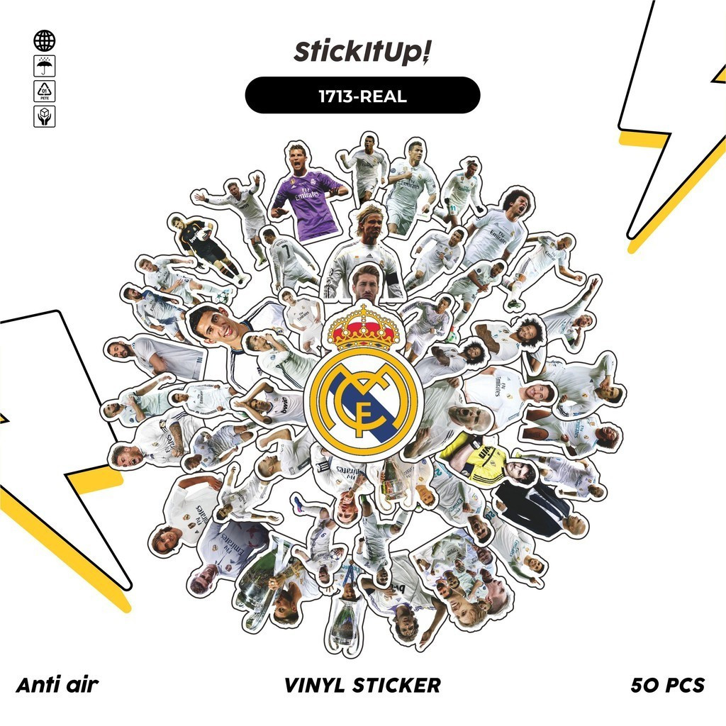 

COD 100 Pcs Stiker Pack FOOTBALL SERIES BOLA CLUB REAL MADRID FC Lucu Aesthetic Vynil Waterproof untuk Freebies Sticker Buku Journal Casing HP Laptop