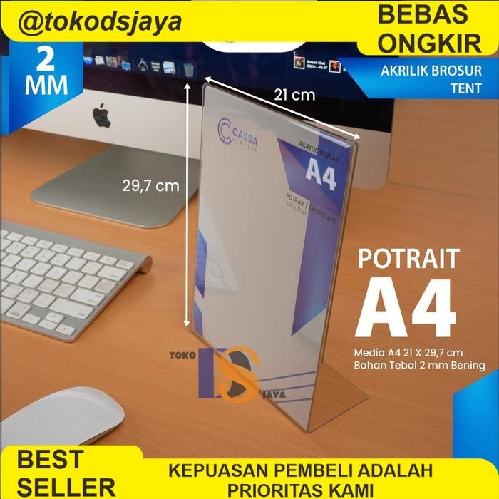 

PROMO Tempat Brosur A4L Potrait / Tent Holder / Akrilik Display / Tent Card 1 Sisi