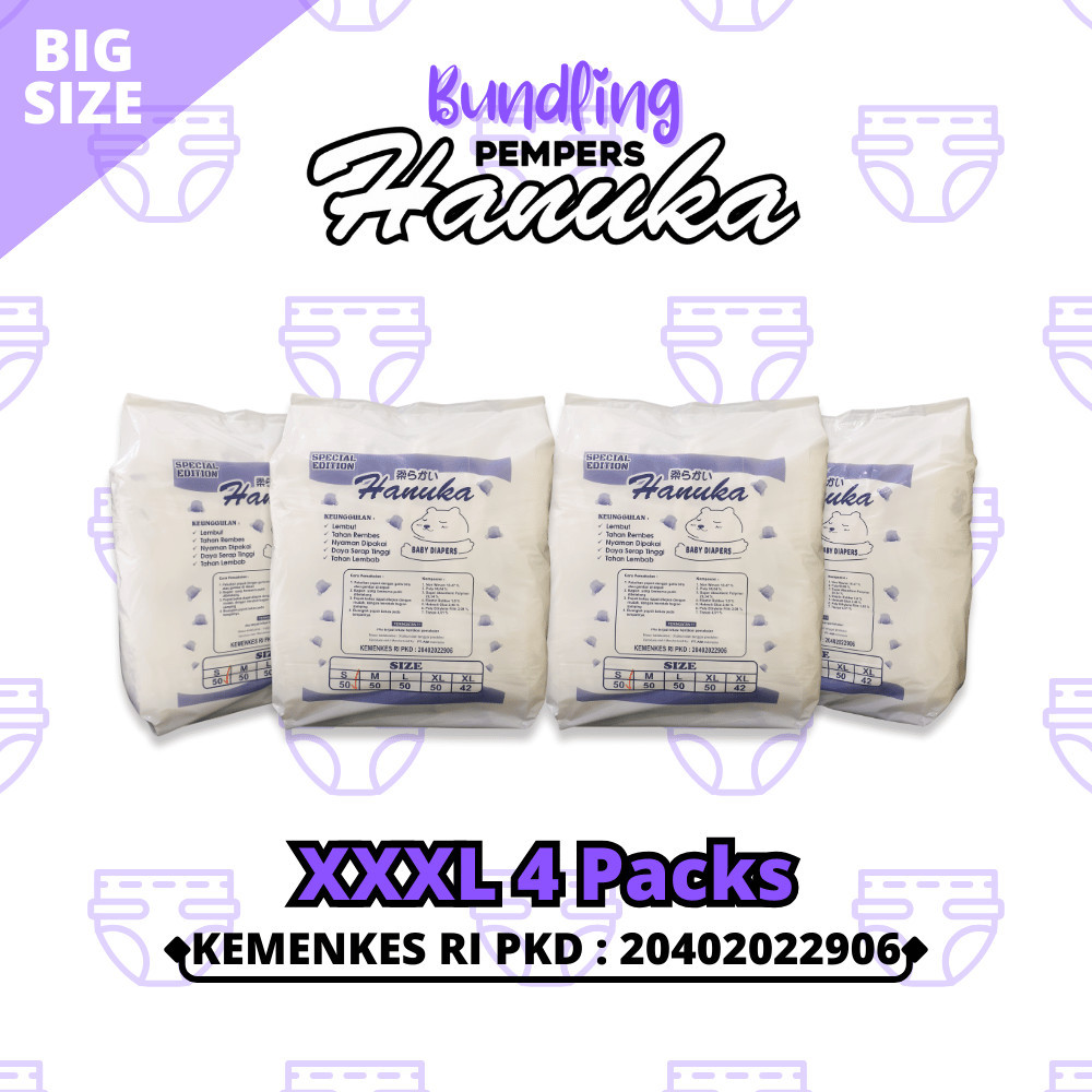 [Danzz Store]  Bundling Hemat Pempers Baby Hanuka XXXL 4 packs