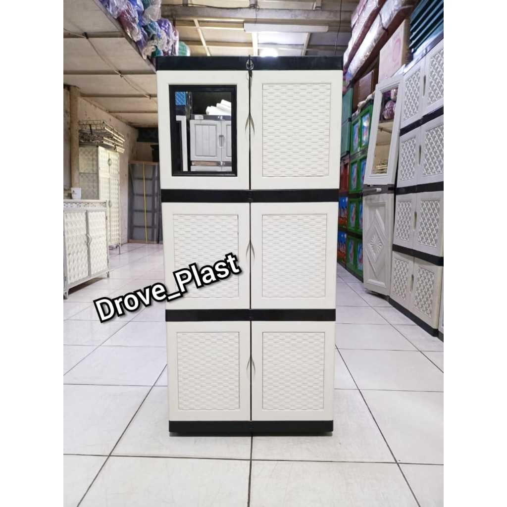 Promo Lemari Plastik Lemari Pakaian Plastik Susun KACA dan KUNCI susun 5